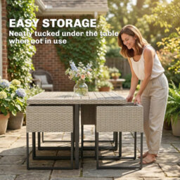 Outsunny Rattan Garden Furniture Set, Rattan Table And Chairs With Cushions - thumbnail 5