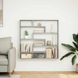 Berkfield Wall Cube Shelf 7 Compartments Concrete Grey Engineered Wood - thumbnail 3
