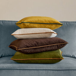 furn. Furn Meridian Velvet Polyester Filled Cushion, Olive/ginger, 55 X 55Cm - thumbnail 6
