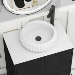 Royal Bathrooms Royal Bathroom Elmore 700mm Matt Nocturne Black Freestanding Bathroom Vanity Unit 2 Drawer Plain White Worktop With Milan Basin - thumbnail 4