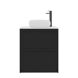 Royal Bathrooms Royal Bathroom Elmore 700mm Matt Nocturne Black Freestanding Bathroom Vanity Unit 2 Drawer Plain White Worktop With Milan Basin - thumbnail 7