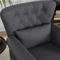 Homcom Wingback Armchair, Chesterfield-Style Accent Chair, Dark Grey - thumbnail 8