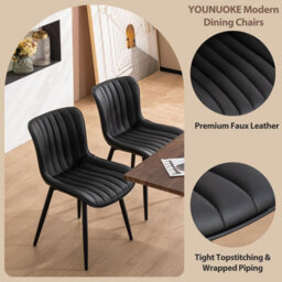 Xample Dining Chairs Set Of 2 Faux Leather Modern Padded Seat With Metal Legs, Comfortable And Durable Kitchen, Office, Or Cafe Seating - thumbnail 2