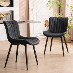 Xample Dining Chairs Set Of 2 Faux Leather Modern Padded Seat With Metal Legs, Comfortable And Durable Kitchen, Office, Or Cafe Seating - thumbnail 1