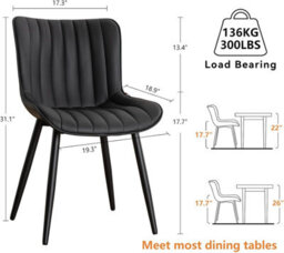 Xample Dining Chairs Set Of 2 Faux Leather Modern Padded Seat With Metal Legs, Comfortable And Durable Kitchen, Office, Or Cafe Seating - thumbnail 9