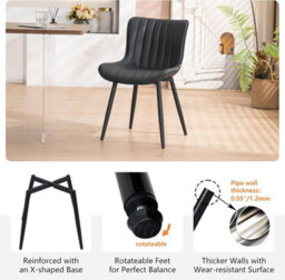 Xample Dining Chairs Set Of 2 Faux Leather Modern Padded Seat With Metal Legs, Comfortable And Durable Kitchen, Office, Or Cafe Seating - thumbnail 7