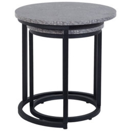 Beliani Two-Piece Nest Of Tables, Dark Concrete-Effect Tops, Hairpin Iron Frame, Grey. - thumbnail 1