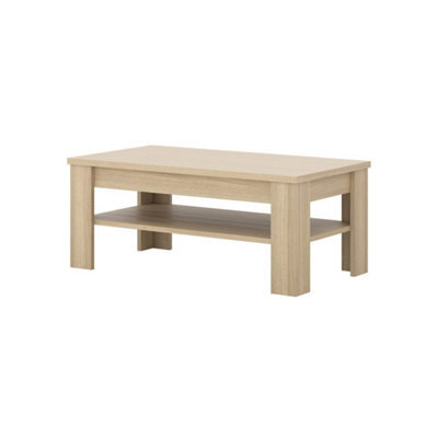 Arte Cuba 99 Coffee Table 120Cm - Light Oak Modern Coffee Table With Lower Shelf For Stylish Living Room Storage - image 1