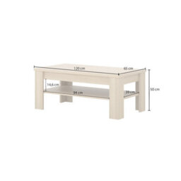 Arte Cuba 99 Coffee Table 120Cm - Light Oak Modern Coffee Table With Lower Shelf For Stylish Living Room Storage - thumbnail 3