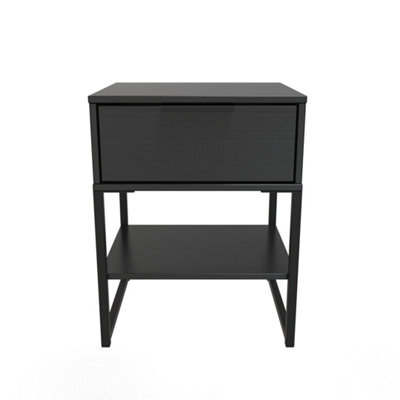 Tamworth Single 1 Drawer Bedside Cabinet In Black Ash (Ready Assembled) - image 1