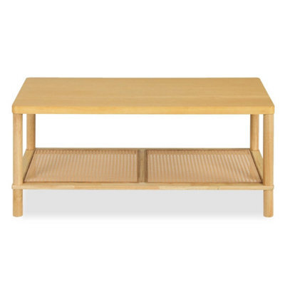 2 Tier Boho Coffee Table For Living Room Rectangular Center Table With Frame - image 1