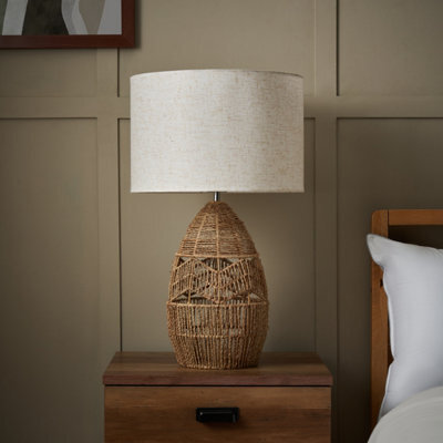 Inlight Marfil String Round Matt Natural Rattan Effect Table Lamp - image 1