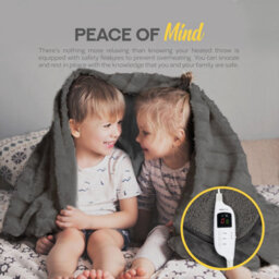 Monhouse Heated Throw - Electric Blanket - Digital Controller - 9Hr Timer 9 Heat Settings - Single 130X160Cm - Dark Grey Shearling - thumbnail 3