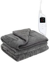 Monhouse Heated Throw - Electric Blanket - Digital Controller - 9Hr Timer 9 Heat Settings - Single 130X160Cm - Dark Grey Shearling - thumbnail 1