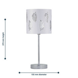 First Choice Lighting Chrome Stick Table Lamp With White Fern Shade - thumbnail 4