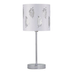 First Choice Lighting Chrome Stick Table Lamp With White Fern Shade - thumbnail 1