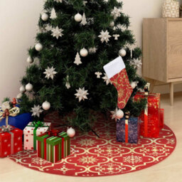 Berkfield Luxury Christmas Tree Skirt With Sock Red 122 Cm Fabric