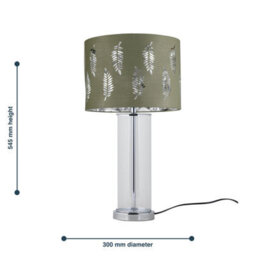 First Choice Lighting Set Of 2 Aura - Chrome Table Lamps With Sage Green Fern Shades - thumbnail 9