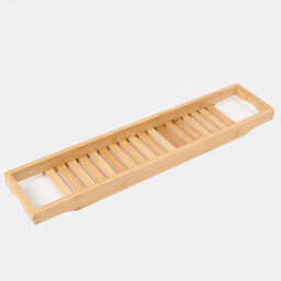 Ohs Wooden Bathroom Tub Rack Storage Caddy Shelf Tray Holder Tidy, Natural - thumbnail 3