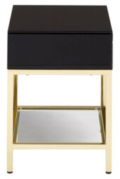 Orsina Gold Finish Side Table, Luxe Designed Bedside Table,stylish Glossy Black Mirrored Sidetable For Livingrooms - thumbnail 4