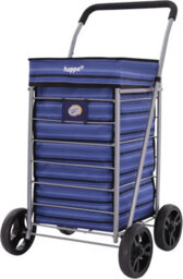 Aerolite Hoppa Shopping Trolley Single 95Cm 75.6L, Lightweight Folding 4 Wheel Push Pull Design, Extra Large Blue Stripes Polyester Bag - thumbnail 1