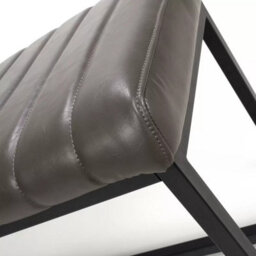 Xample Archer Grey Faux Leather Dining Bench Vertical Stitching Black Metal Legs Modern Seating Bench Kitchen Dining Room - thumbnail 5