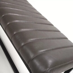 Xample Archer Grey Faux Leather Dining Bench Vertical Stitching Black Metal Legs Modern Seating Bench Kitchen Dining Room - thumbnail 6
