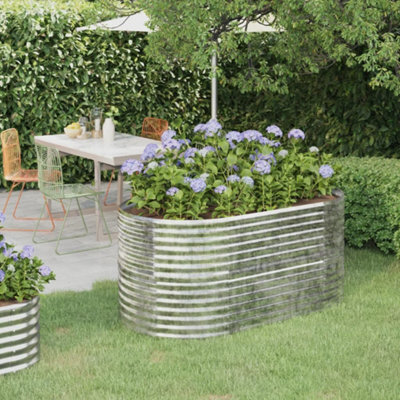 Berkfield Garden Planter Powder-Coated Steel 152X80X68 Cm Silver - image 1