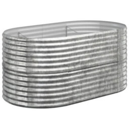 Berkfield Garden Planter Powder-Coated Steel 152X80X68 Cm Silver - thumbnail 2