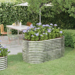Berkfield Garden Planter Powder-Coated Steel 152X80X68 Cm Silver - thumbnail 1