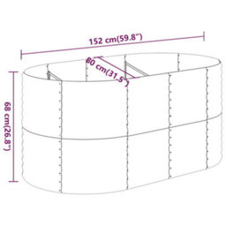 Berkfield Garden Planter Powder-Coated Steel 152X80X68 Cm Silver - thumbnail 6
