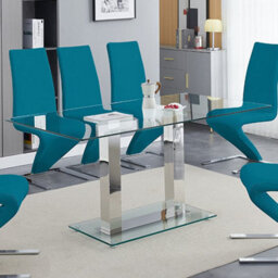 Furniture In Fashion Jet Large Clear Glass Dining Table With 6 Ravenna White Chairs - thumbnail 2