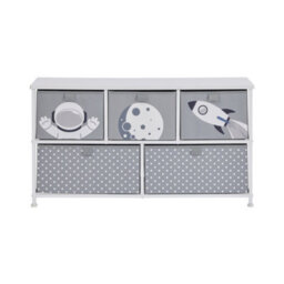 Liberty House Toys Kid's Fabric 5 Drawer Storage Chest Space Grey - thumbnail 3