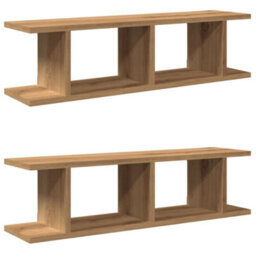 Berkfield Wall Shelves 2 Pcs Artisan Oak 75X18X20 Cm Engineered Wood - thumbnail 2