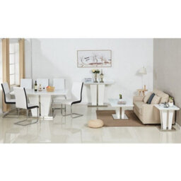 Furniture in Fashion Memphis Large High Gloss Dining Table In White With Glass Top - thumbnail 4