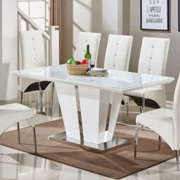 Furniture in Fashion Memphis Large High Gloss Dining Table In White With Glass Top