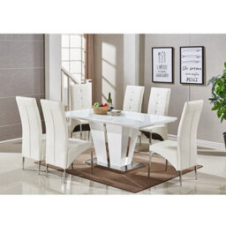 Furniture in Fashion Memphis Large High Gloss Dining Table In White With Glass Top - thumbnail 2