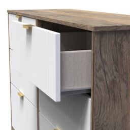 Nashville Ready Assembled Matt White & Oak 6 Drawer Wide Chest (H)792mm (W)1117mm (D)395mm - thumbnail 4