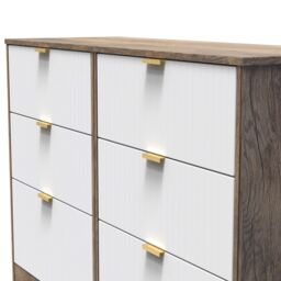 Nashville Ready Assembled Matt White & Oak 6 Drawer Wide Chest (H)792mm (W)1117mm (D)395mm - thumbnail 3