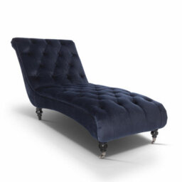 Chaise Lounge In Velvet Navy Blue - thumbnail 3