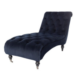 Chaise Lounge In Velvet Navy Blue - thumbnail 2