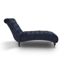 Chaise Lounge In Velvet Navy Blue - thumbnail 7