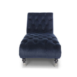 Chaise Lounge In Velvet Navy Blue - thumbnail 5