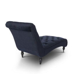 Chaise Lounge In Velvet Navy Blue - thumbnail 4