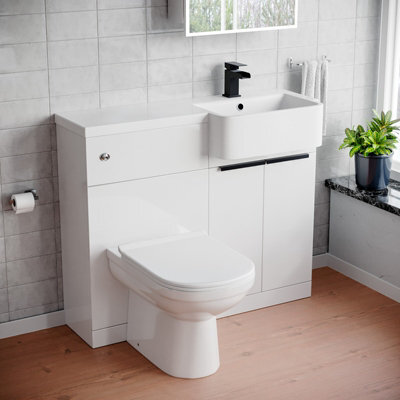 Nes Home Right Hand Black Handles Basin Vanity Unit With Tap, Wc Unit & Toilet - image 1