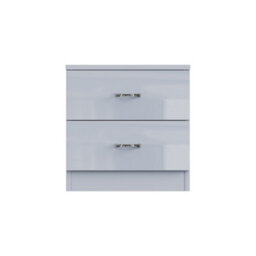 Fwstyle 2 Drawer Bedside Chest Grey Gloss Nightstand Bedroom Furniture - thumbnail 5