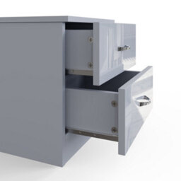 Fwstyle 2 Drawer Bedside Chest Grey Gloss Nightstand Bedroom Furniture - thumbnail 8