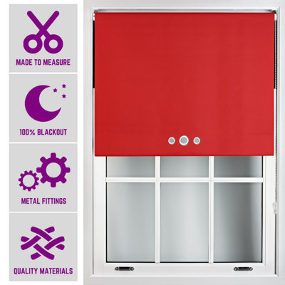 FURNISHED Red Roller Blind With Triple Round Eyelet Design And Metal Fittings - Made To Measure Blackout Blinds, (W)150Cm X (L)210Cm - image 1