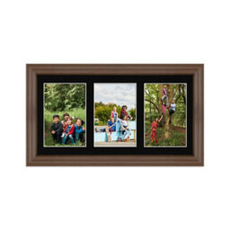 AK Frames 40X20Cm Walnut Classic Multi Photo Frame With Black Mount - Holds 3 Apertures (3X) 6X4 Photos - thumbnail 1