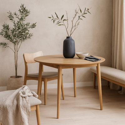 Wyld Haus Novi Sad Round Extending Dining Table Natural Oak Veneer - image 1